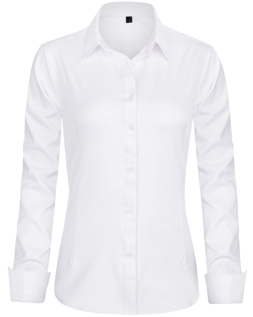 J.VER Womens Dress Shirts Long Sleeve Button Down Shirt Wrinkle-Free Business Casual Blouse Office Work Tops White XS