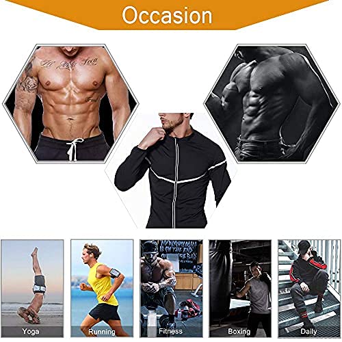 NINGMI Sauna Suit for Men Sweat - Long Sleeve Shirt Jacket Workout Body Shaper Zipper Top Slimming Fitness Trainer Gym