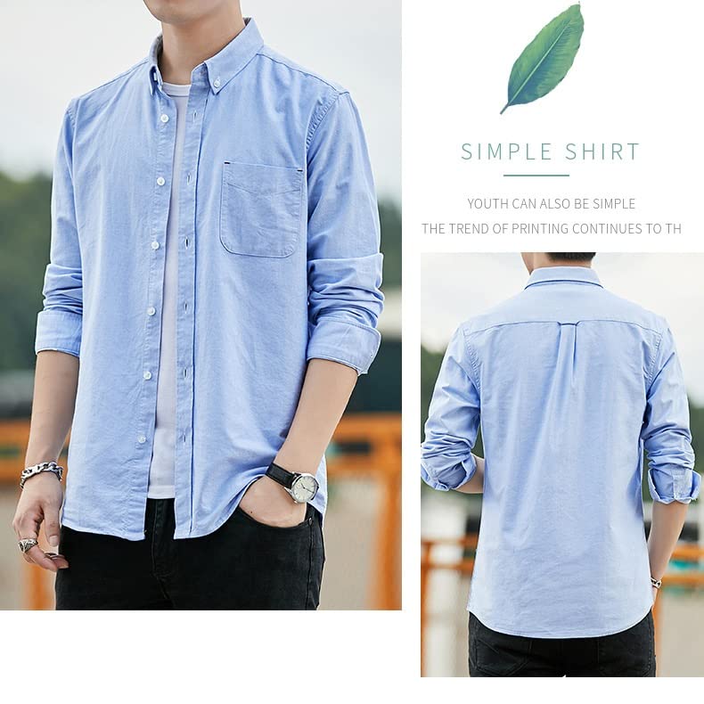 ZYQHMY Men Clothing Oxford Textile Men's Dress Shirt Jacket Men's Long Sleeve Casual Shirts(Black,XLcode)