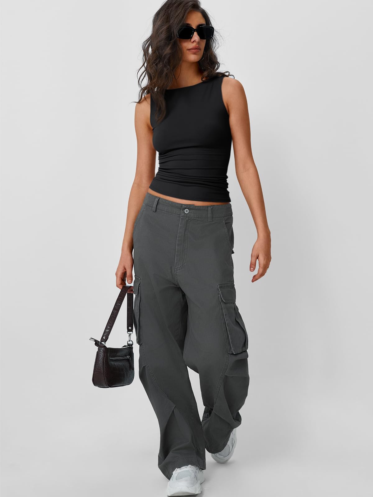 Trendy Queen Women Going Out Casual Tank Tops Spring Summer Basic Cute 2024 Sleeveless Shirt Y2K Fashion Outfit Clothes Black S