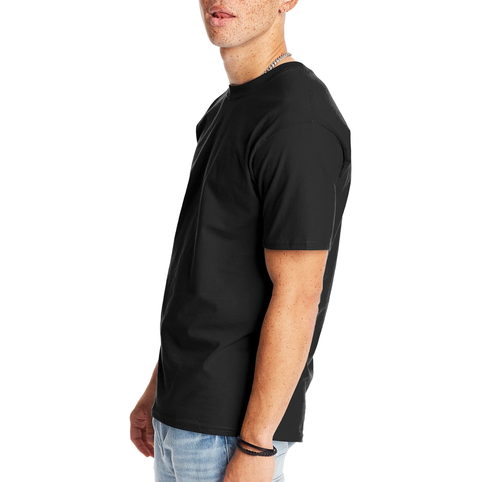 Hanes Men's Short-Sleeve Beefy T-Shirt,Black,Large