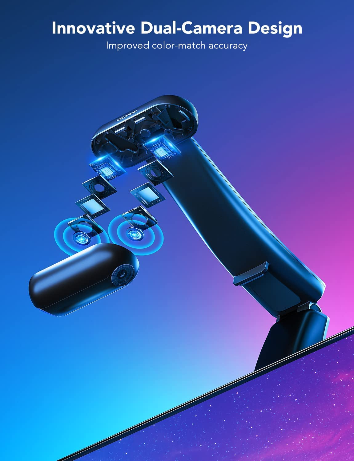 Govee Envisual TV Backlight T2 with Dual Cameras, 16.4ft RGBIC Wi-Fi LED Backlights for 75-85 inch TVs, Double Light Beads, for Home Decorations, Smart App Control, Music Sync