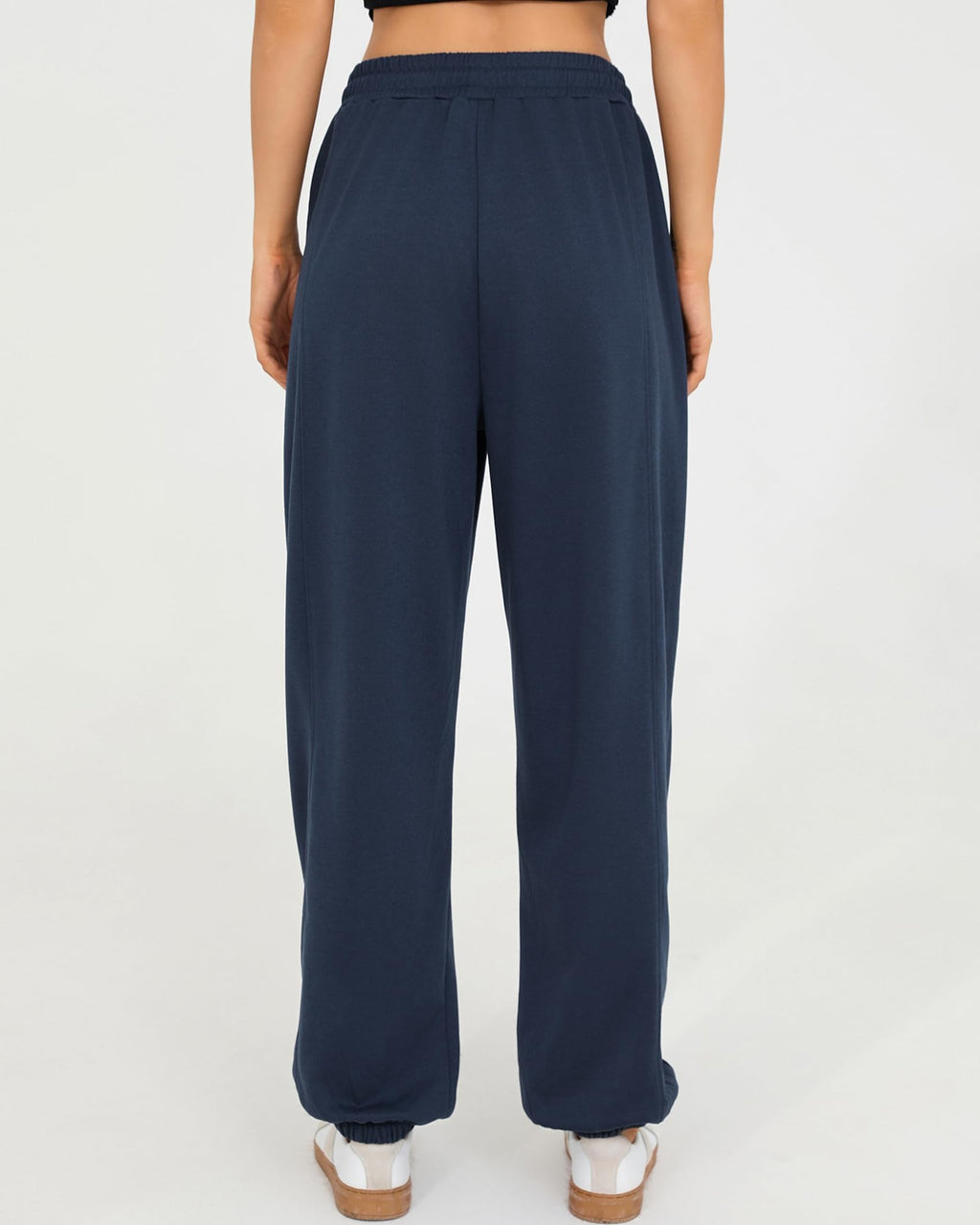 Quenteen Womens Sweatpants Casual High Waist Lightweight Joggers Pants Baggy Lounge Sweat Pants Drawstring Workout Bottoms Navy Blue Small