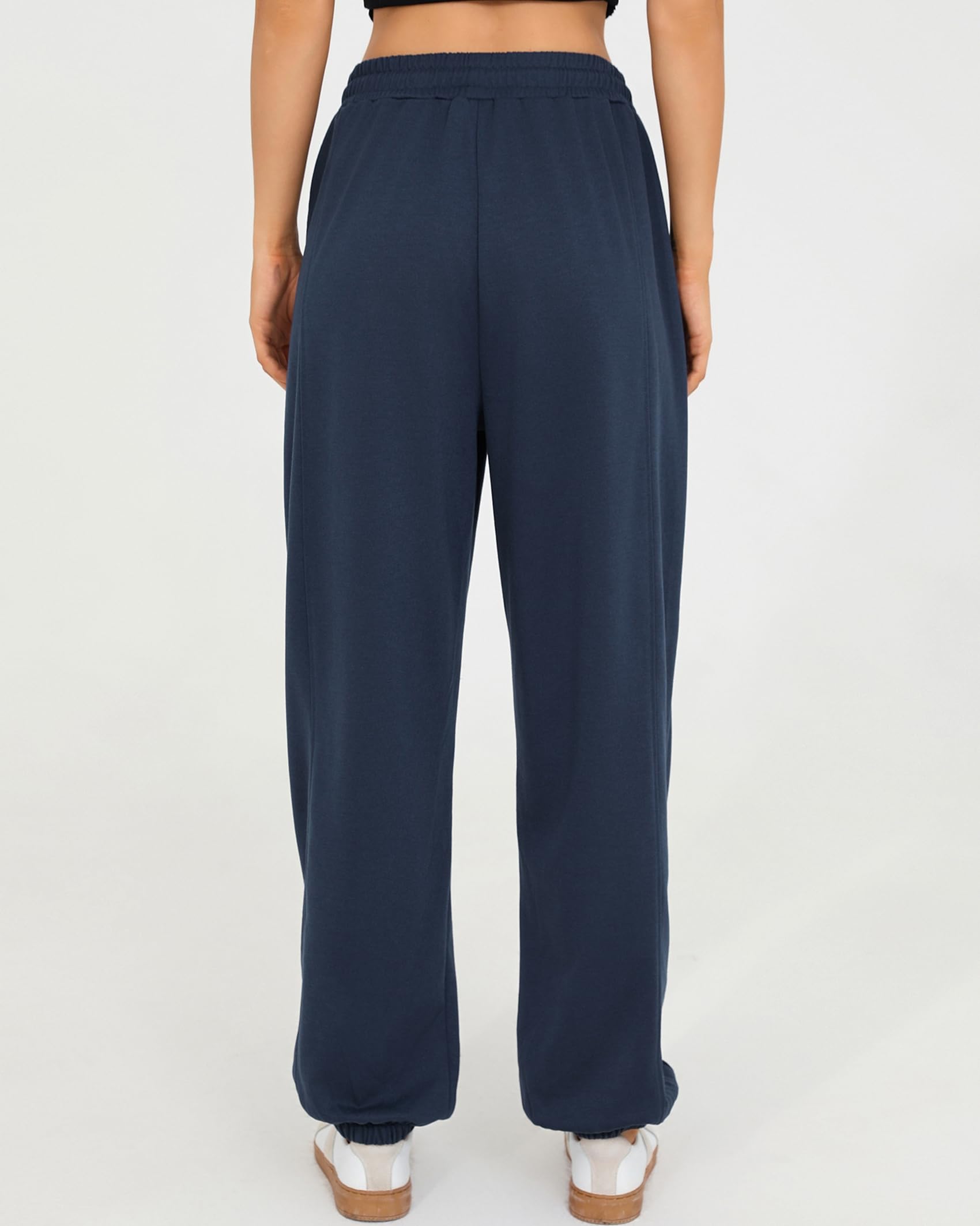 Quenteen Womens Sweatpants Casual High Waist Lightweight Joggers Pants Baggy Lounge Sweat Pants Drawstring Workout Bottoms Navy Blue Small