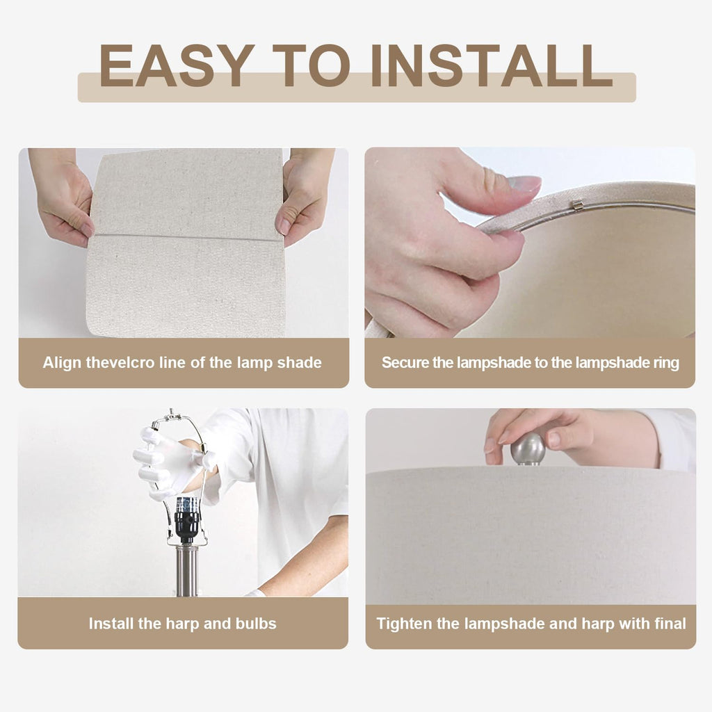 USumkky 20.5" White Modern Ceramic Bedside Lamp Set of 2 for Bedroom Decor Farmhouse Table Lamp for Living Room Office Dorm