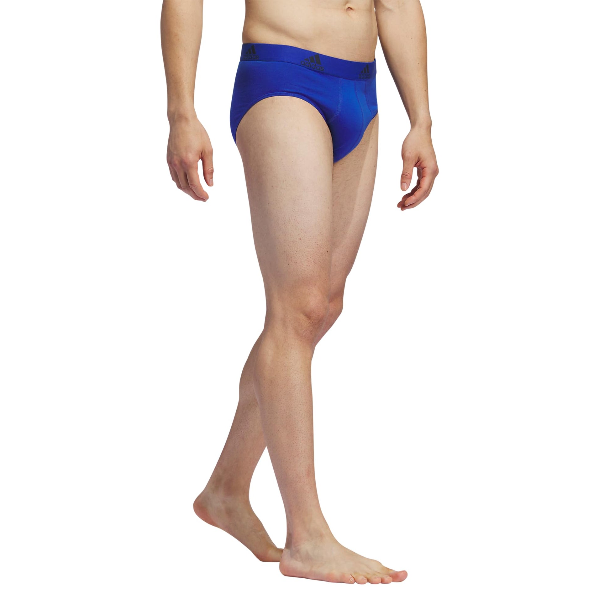 adidas Men's Performance Stretch Cotton Brief Underwear (3-Pack) Designed for Active Comfort and All Day wear, Team Royal Blue/Onix Grey/Legend Ink Blue, Large