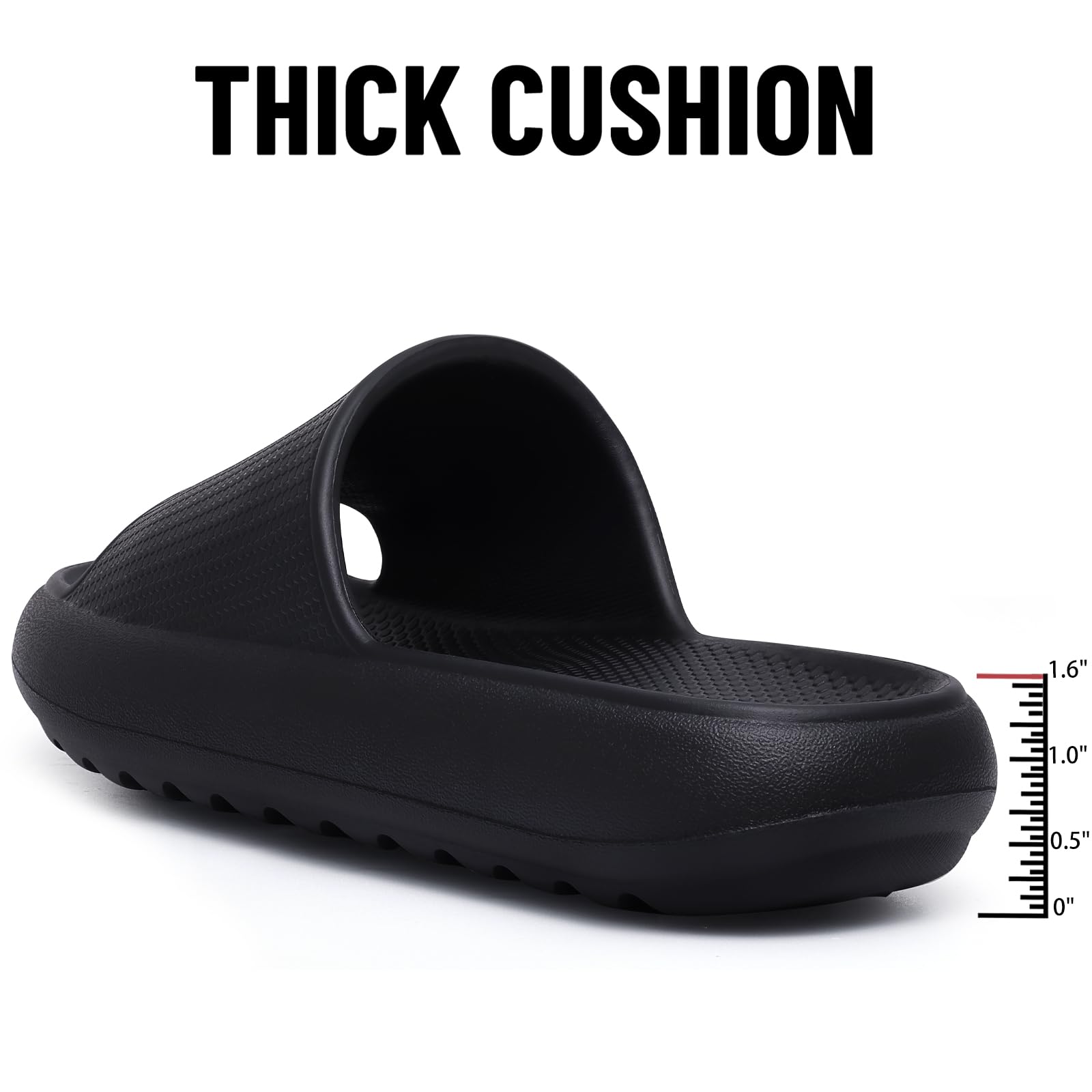 Comwarm Cloud Slide Sandals for Women Men Ultra Comfort Recovery Pillow Slippers Soft Summer Beach Shoes with Low Arch Support,Matte Black Size 9-9.5 Wonmen/7.5-8 Men