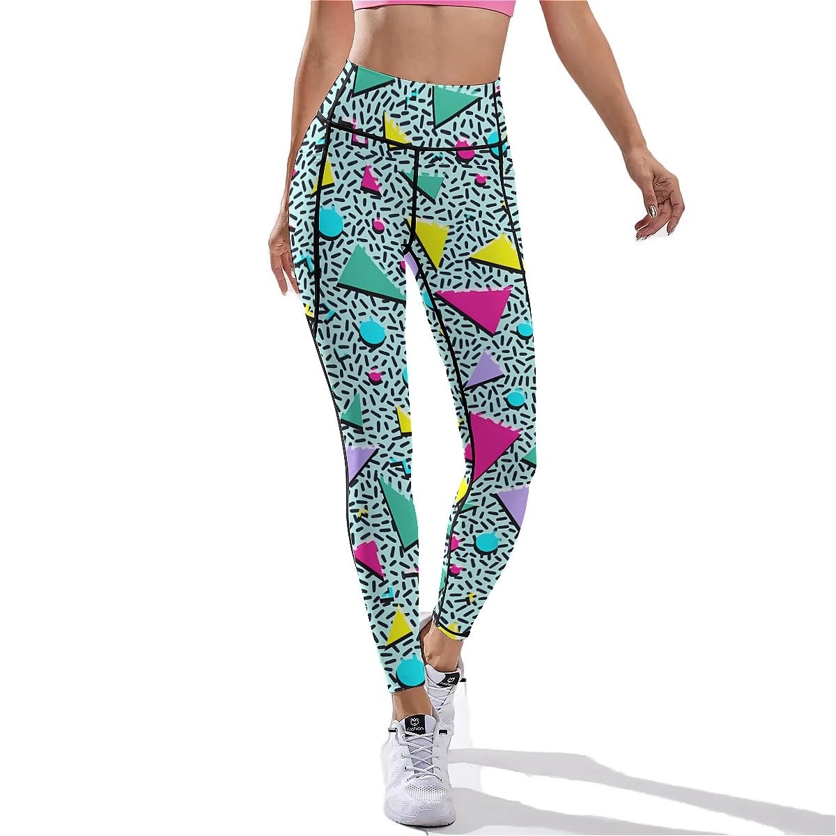 80s 90s Outfit Tummy Control Yoga Pants for Women with Pockets, High Waist Running Sports Workout Yoga Leggings S