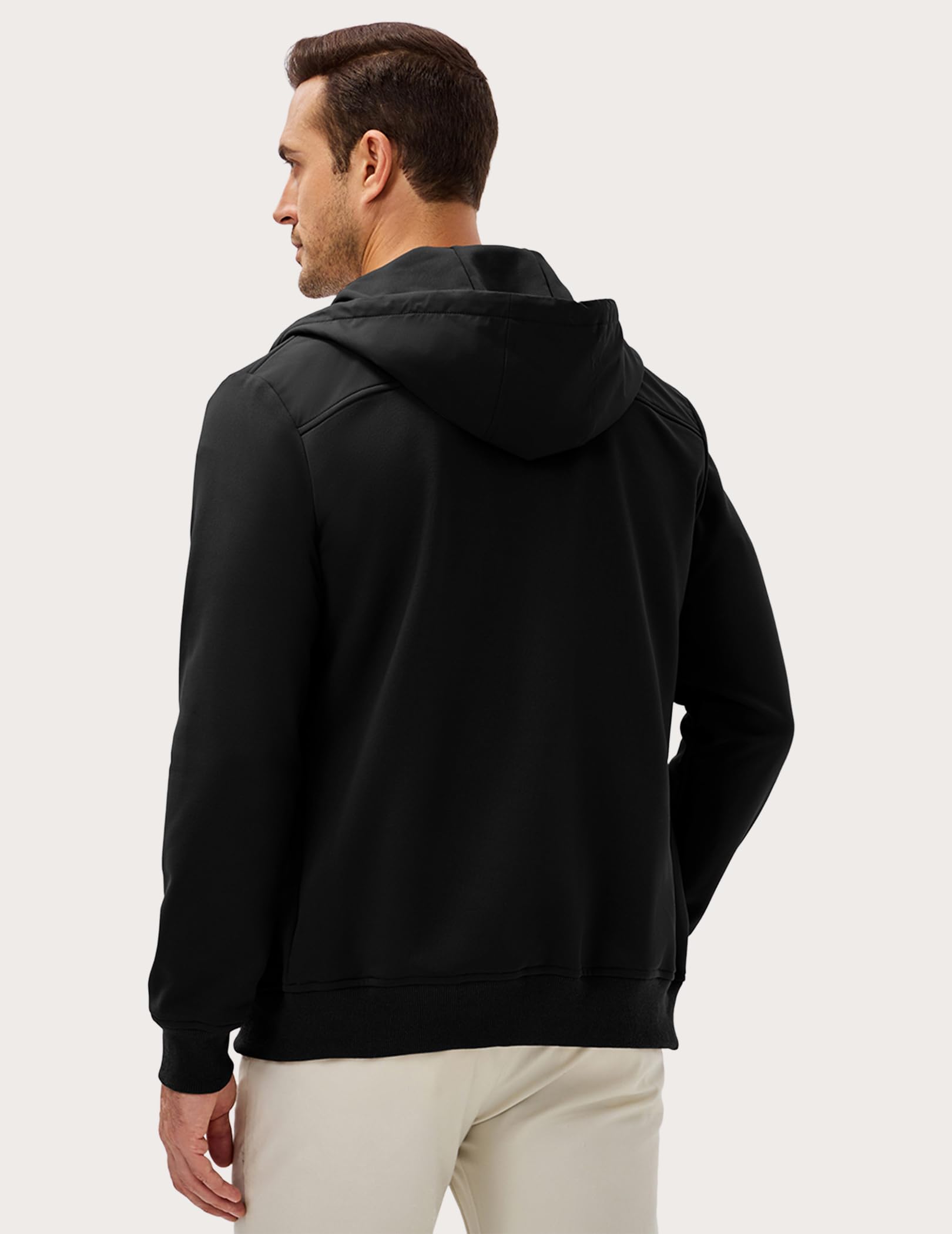 JMIERR Men's Casual Full Zip Up Hiking Warm Hoodies Drawstring Running Outdoor Workout Hooded with Pockets, M, Black