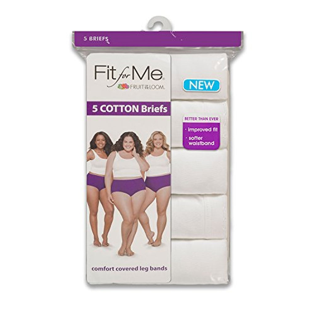 Fruit of the Loom Women_s Plus Size Fit For Me 5Pack Original Cotton Brief Panties White 12