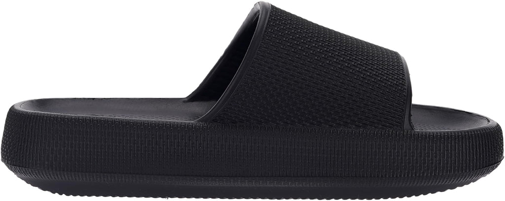 BRONAX House Slides for Women Mens Pillow Slippers House Sandals Shoes for Male Size 10 for Beach Bath Bathroom Comfy Cushion Thick Sole 42-43 Black