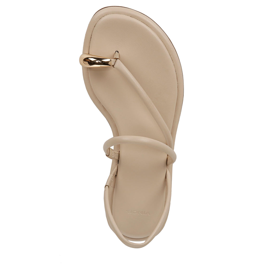 Vince Women's Lucila Flat Strappy Sandal Birch Sand Beige Leather 6.5 M