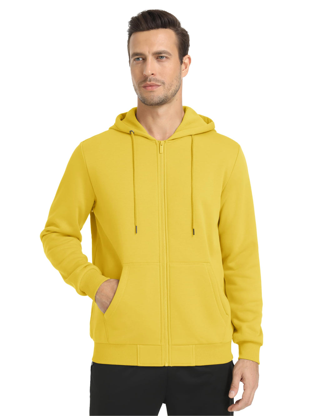 TACVASEN Mens Full Zip Hoodie Fleece Sweatshirt Hoodies Casual Jacket Zipper Hoodies Outdoor Athletic Yellow M