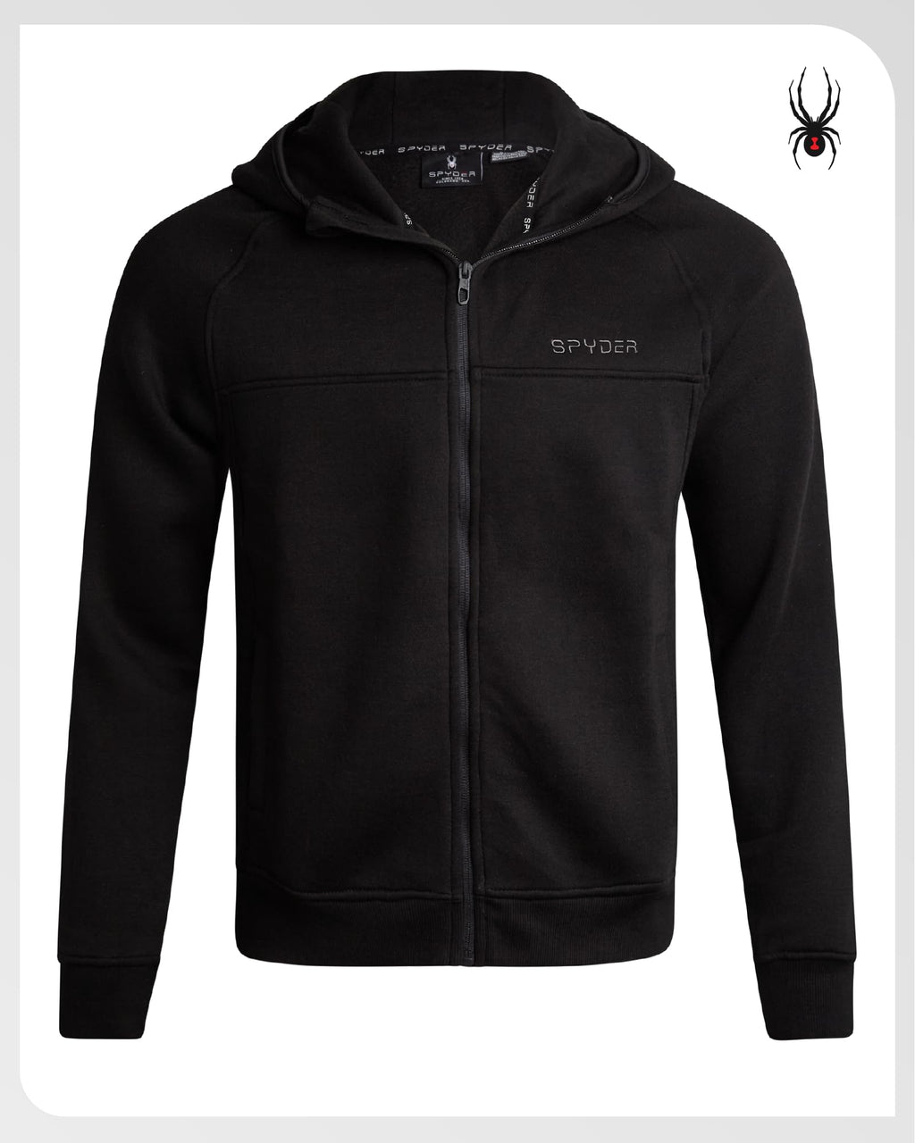 Spyder Mens Zip Up Hoodie - UPF30+ Super Soft Fleece Sweatshirt, Warm Athletic Hoodies for Men with Secure Zip Pockets (S-XL), Size Large, Jet Black