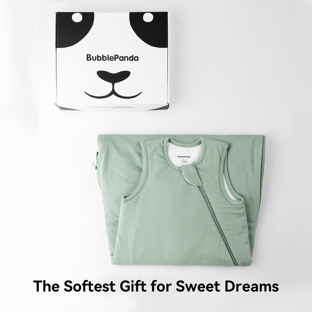 BubblePanda Rayon Made from Bamboo Sleep Sack 6-12 Months 1.0 Tog Soft Toddler Sleeping Sack for Babies 2-Way Zipper Baby Wearable Blanket