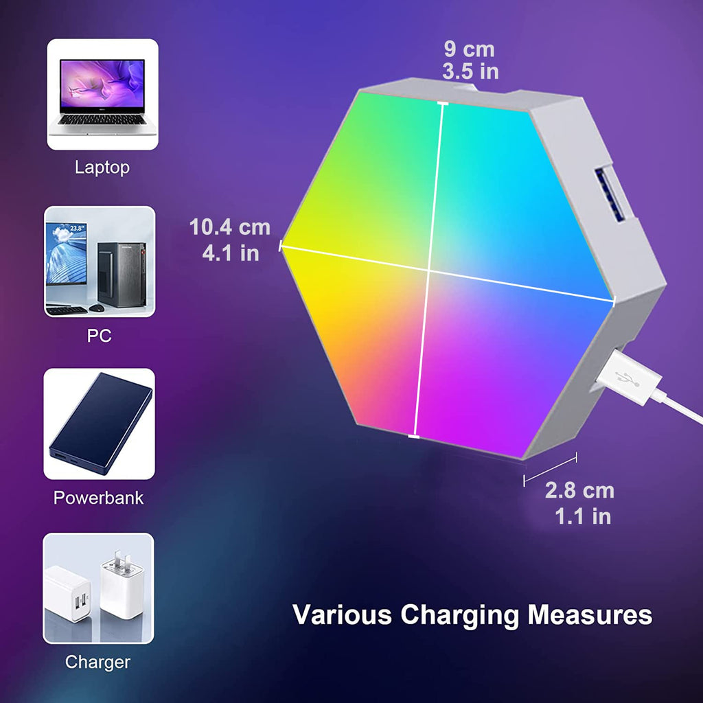 LED Hexagon Lights for Gaming Setup, Smart Home Gaming Wall Lights Work with Alexa Google Assistant, Voice, App & Remote Control, RGB-IC LED Light Panels Music Sync for Game Room Bedroom, 10 Pack