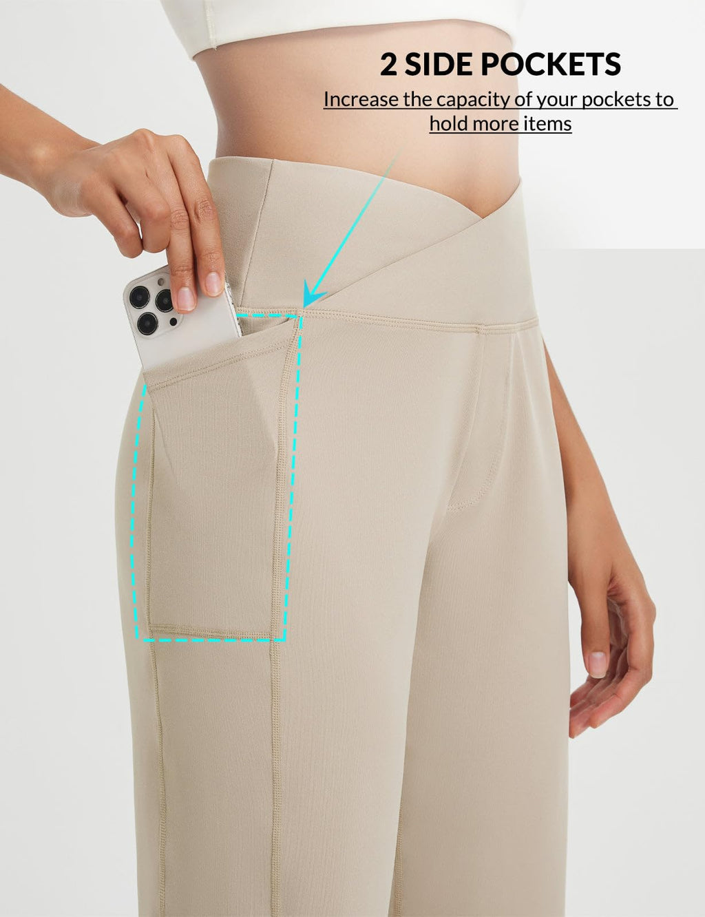 baleaf Women's Bermuda Long Shorts 14" Knee Length Capri Pants High Waisted Athletic Shorts with Pockets Summer Casual Khaki M