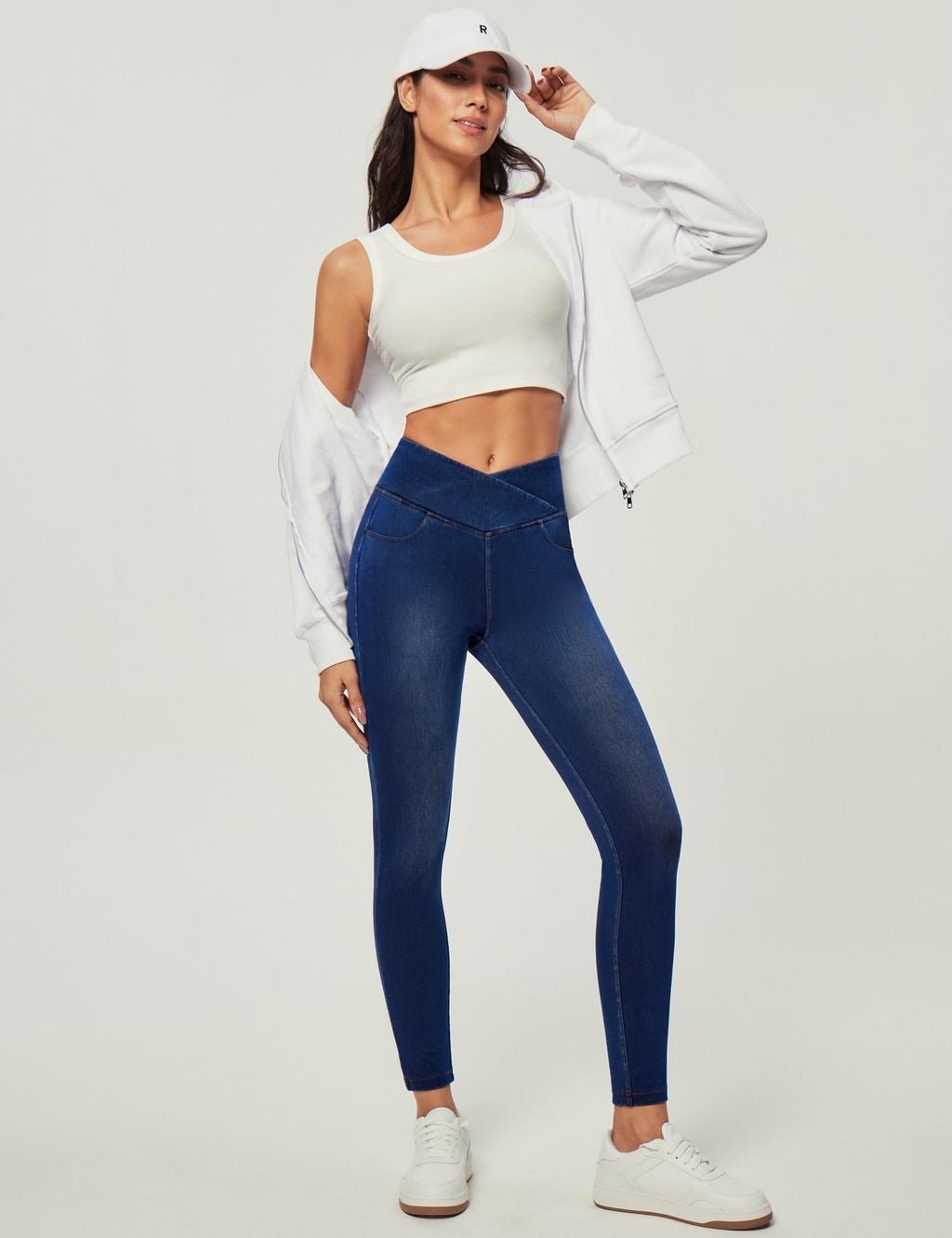 IUGA Women Jeans High Waisted Stretchy Jeans Jeggings for Women Pull on Skinny Jean with Pockets Trendy Dark Blue