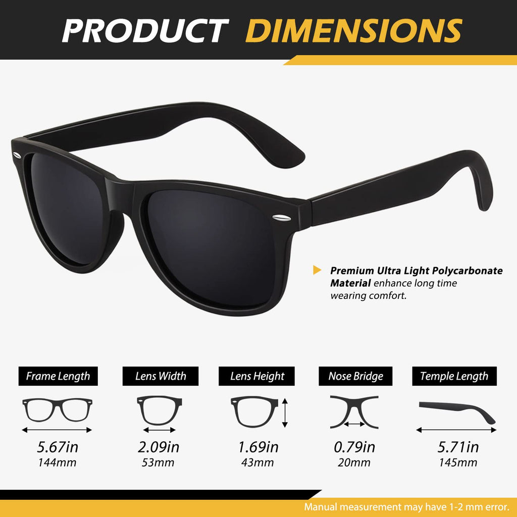 LINVO Polarized Sunglasses for Men Women Driving Sun glasses Shades 80's Retro Style Square