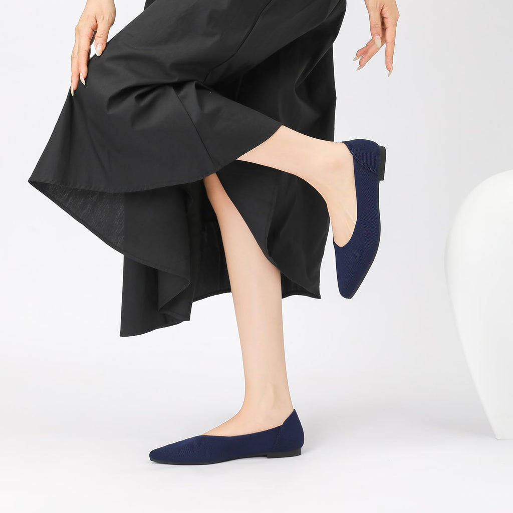 Semwiss Women's Ballet Flats Comfortable Casual Dressy Shoes Work Office Shoes Pointed Toe Flats Navy Size 6