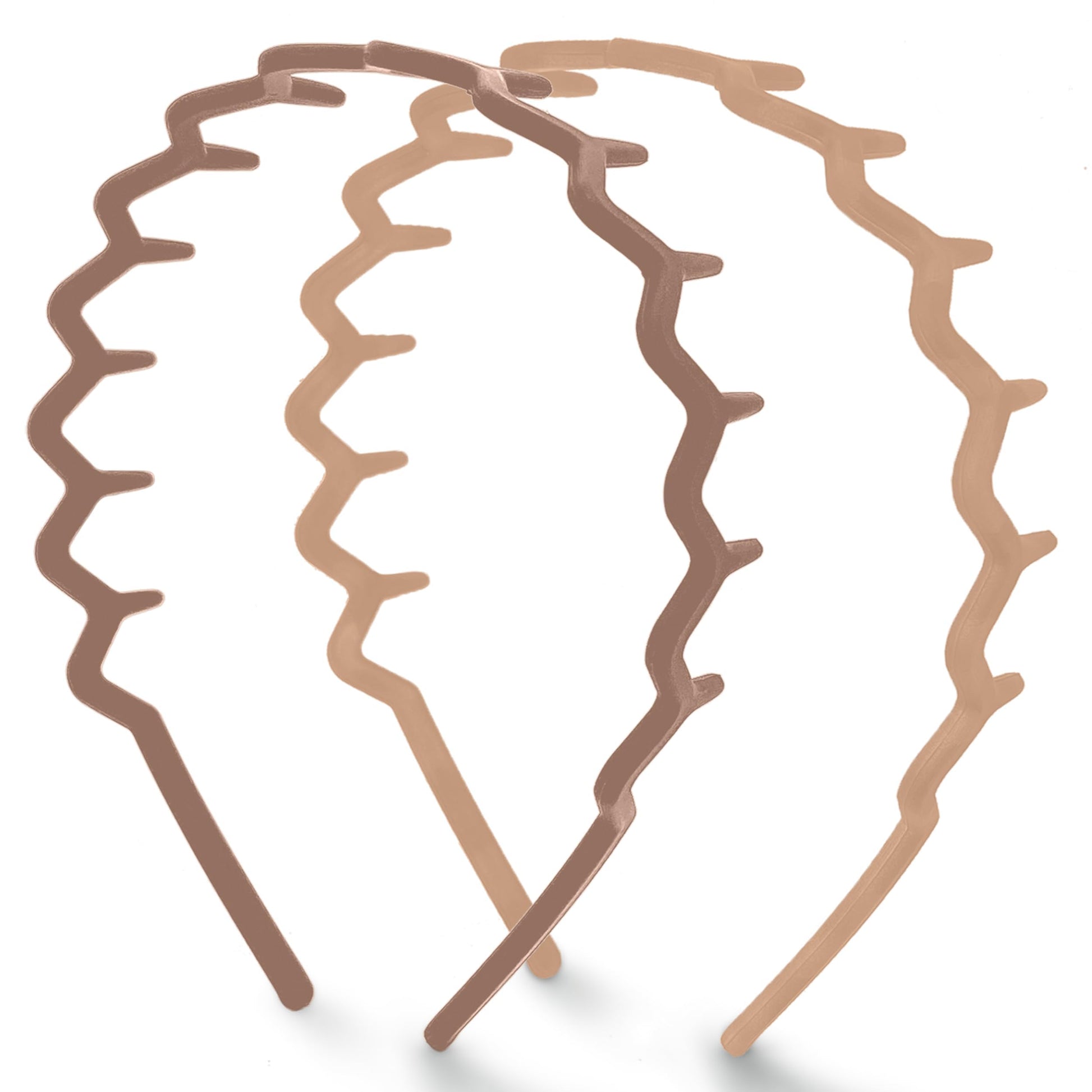 Kitsch Zig Zag Headbands, Recycled Plastic Wavy Hair Band with Teeth, Comb Headbands for Women and Men, Classic 90s Hair Accessories, 2pcs (Neutral)