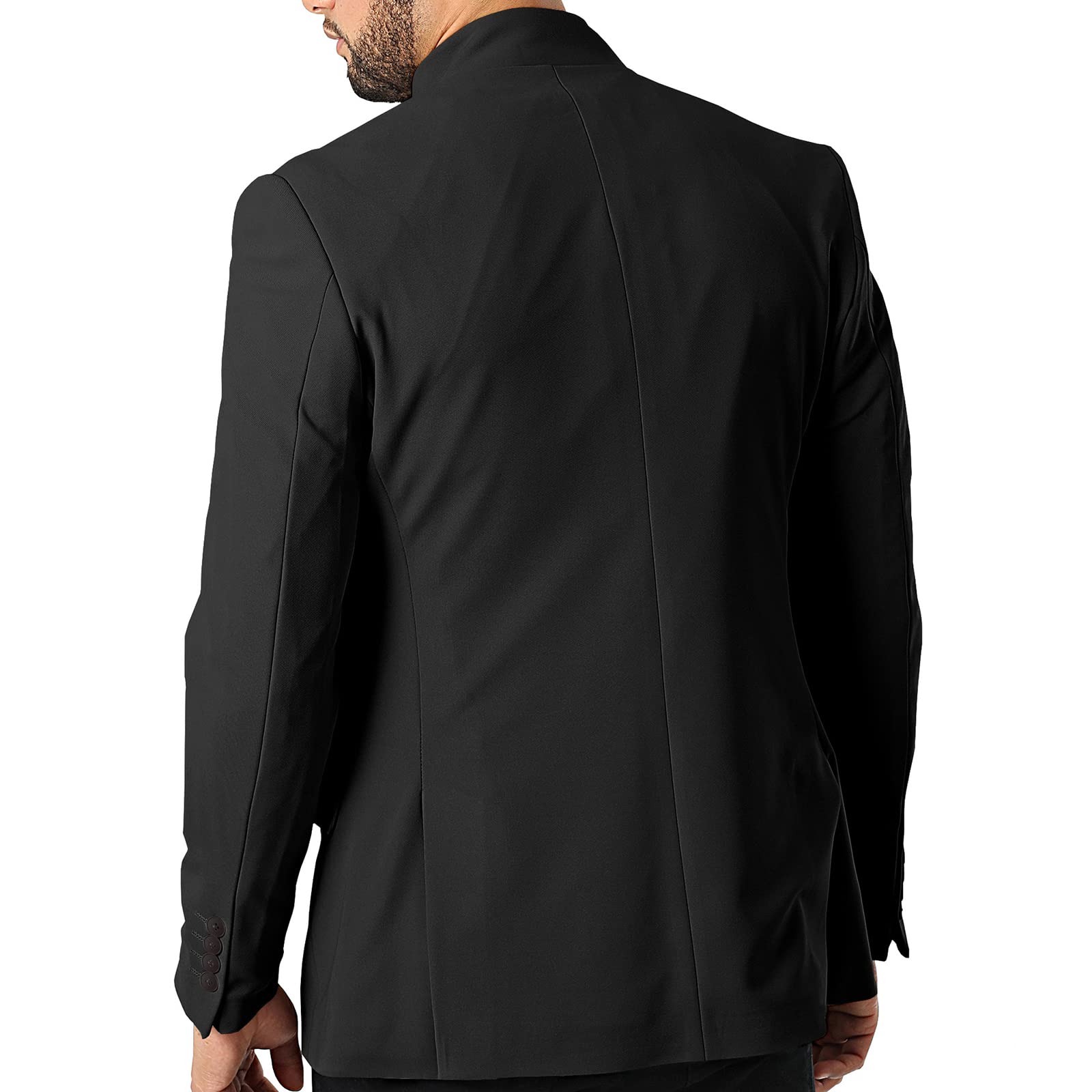 THWEI Mens Casual Suit Blazer Jackets Stand Collar Business Sport Coats Black L