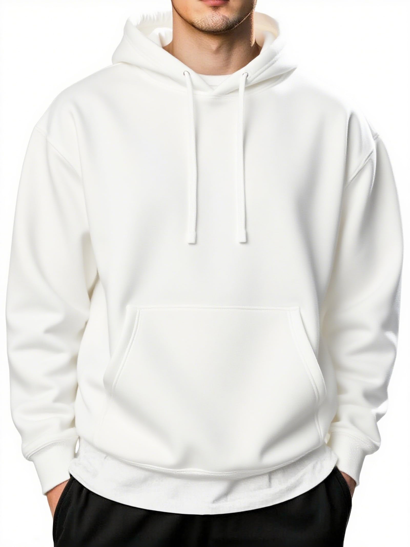 COOFANDY Men's Hooded Pullover Sweatshirt Workout Lightweight Hoodies for Gym & Campus Wear White