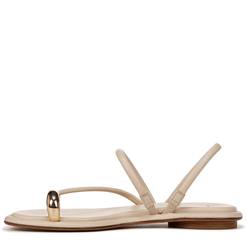 Vince Women's Lucila Flat Strappy Sandal Birch Sand Beige Leather 6.5 M