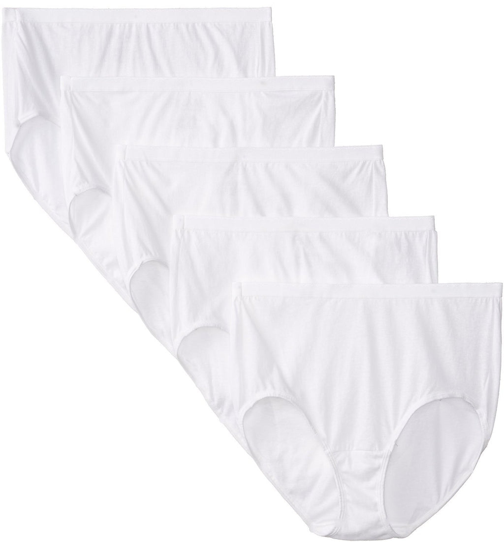 Fruit of the Loom Women_s Plus Size Fit For Me 5Pack Original Cotton Brief Panties White 12
