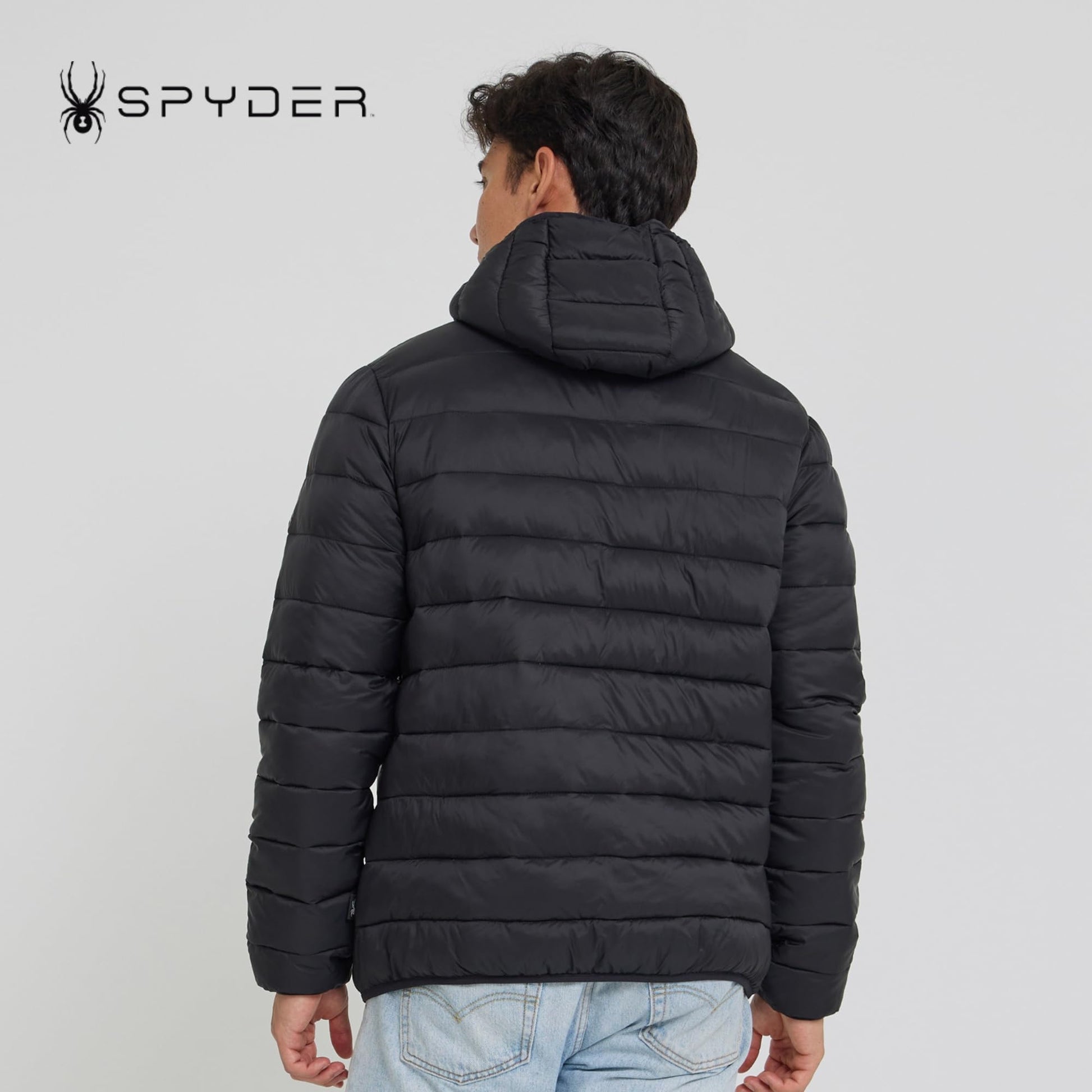 Spyder Packable Puffer Jacket Men with Hood, Lightweight Winter Jackets for Men
