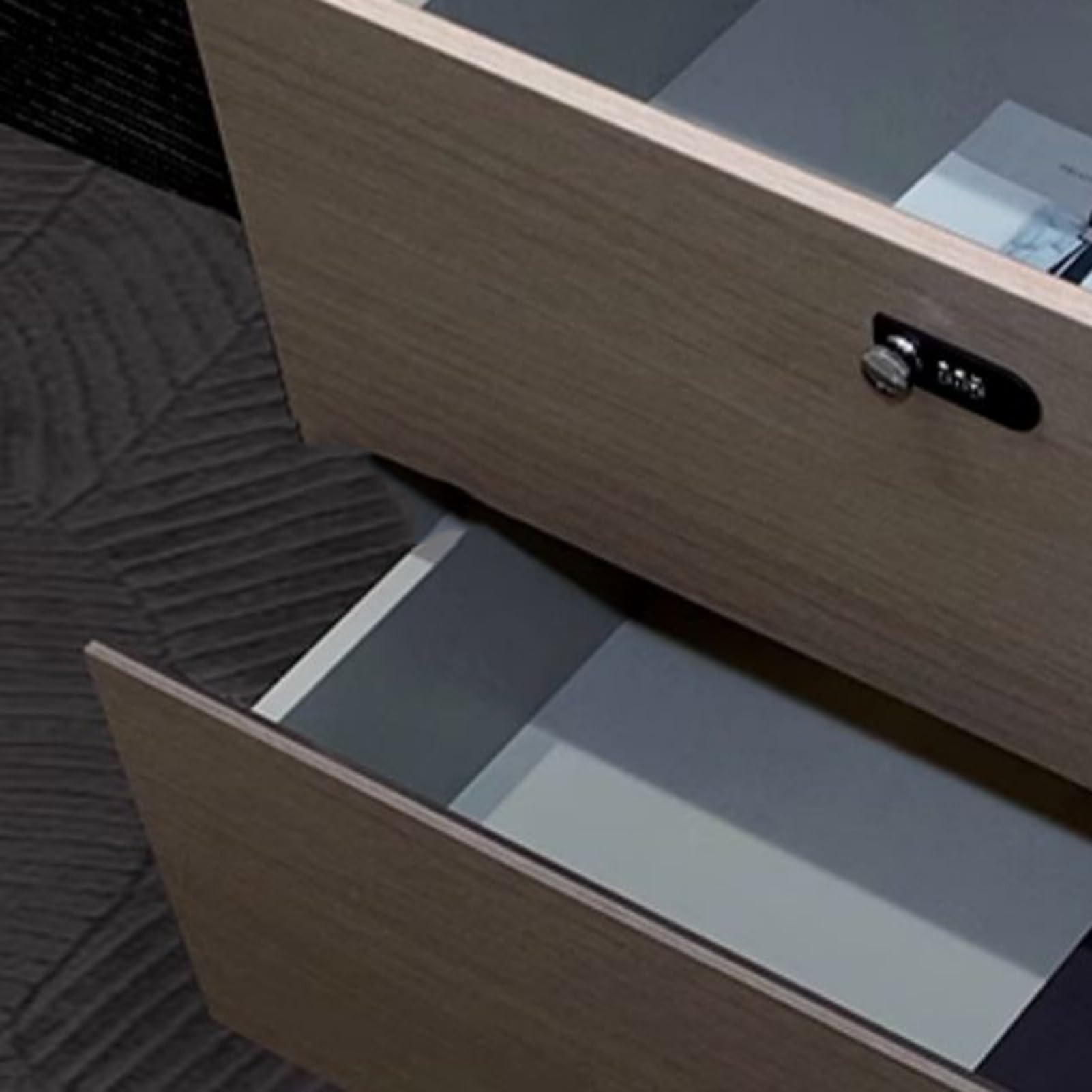 DLCQIJI L Shaped Computer Desk with Power Outlets and Smart LED Light, L Shaped Office Desk with Drawers and Storage, Home Office Furniture, 200cm