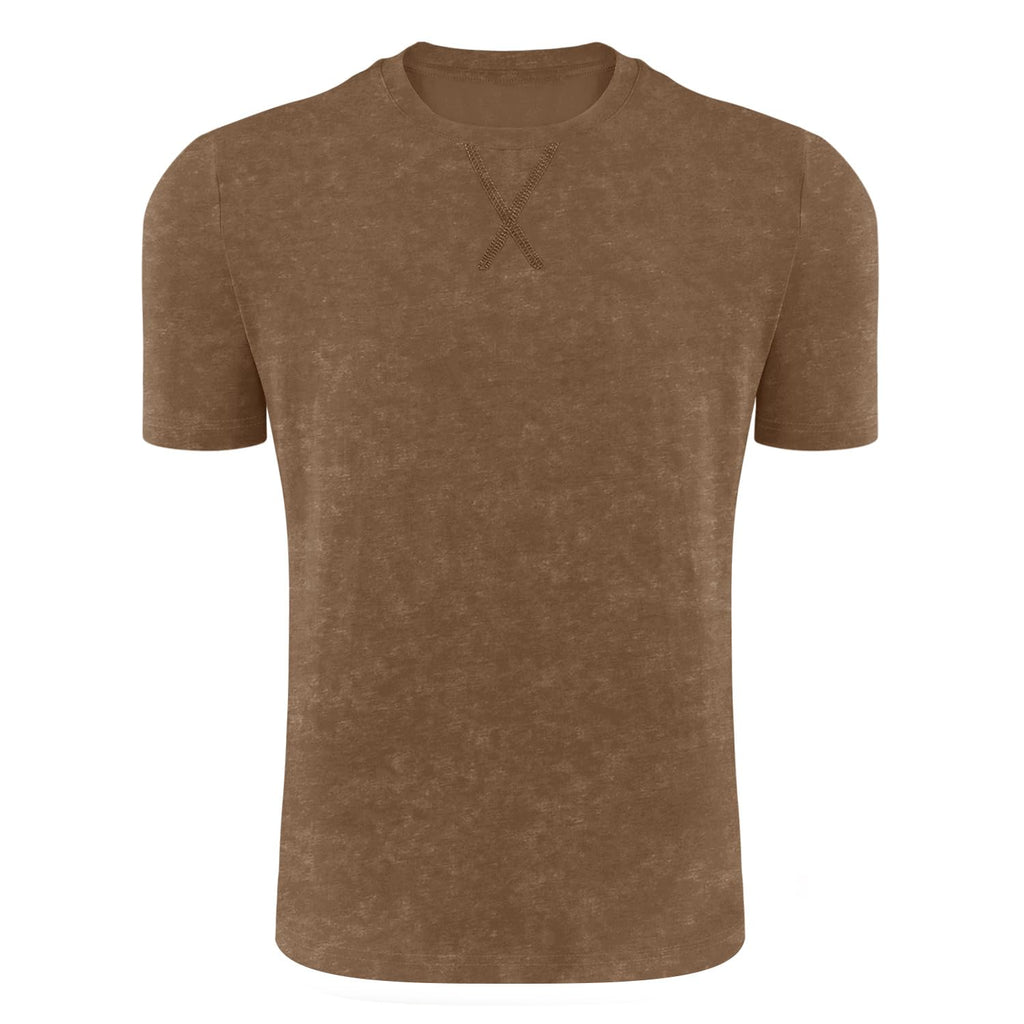 LOGEEYAR Men's Athletic Washed T-Shirts Basic Crew Neck Tees Tops Casual Distressed Cotton T Shirts for Men Coffee