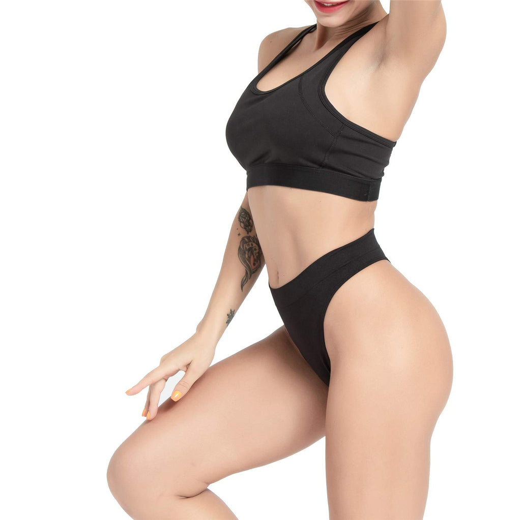 GRANKEE Women's Breathable Seamless Thong Panties No Show Underwear 6 Pack(Black/Caramel/Purple/Olive Green/Lavender/Light Grey 6 Pack M)