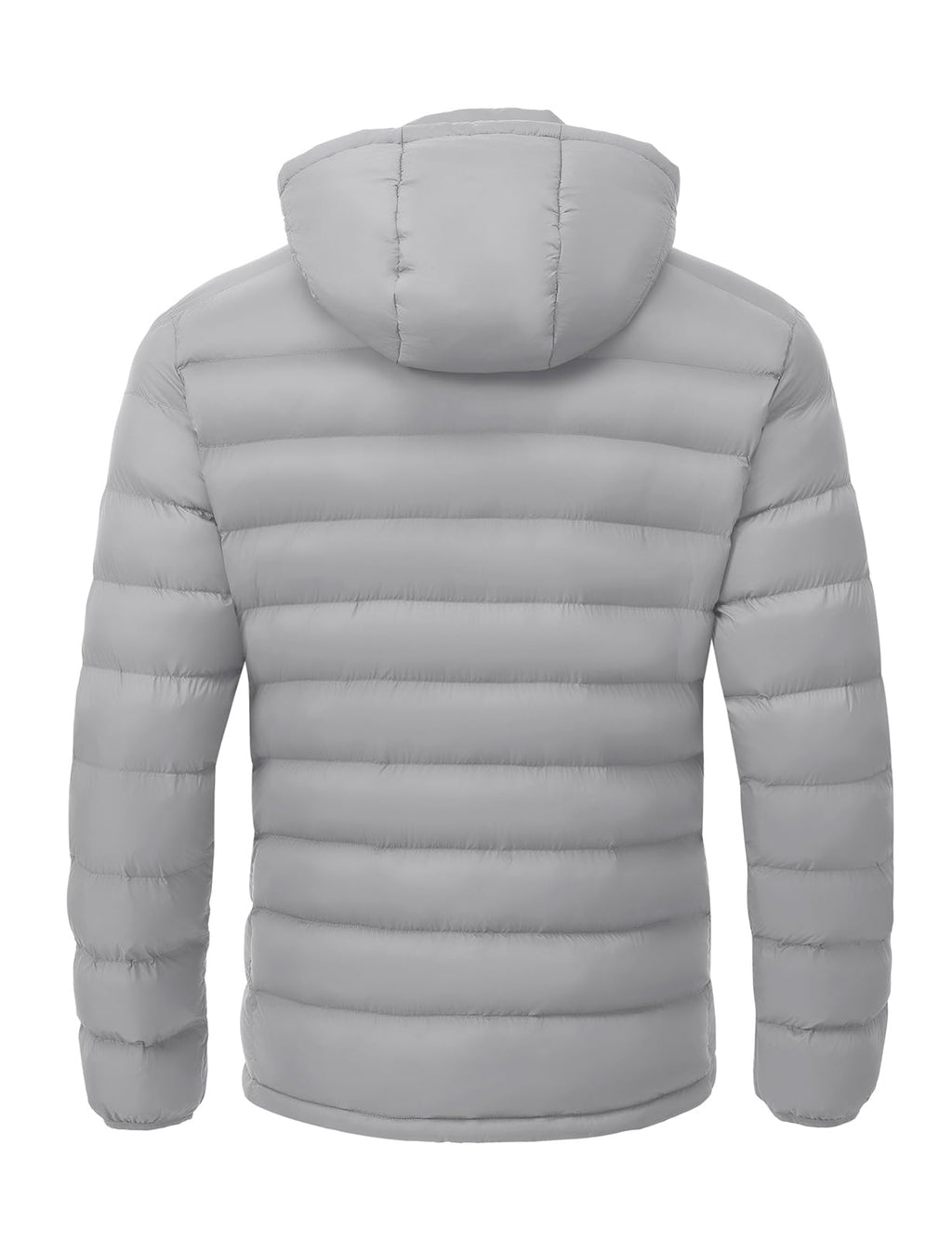 TBMPOY Men's Lightweight Puffer Down Jackets Detachable Hood Water-Resistant Winter Coat Hooded Insulated for Travel Ski Light Grey L