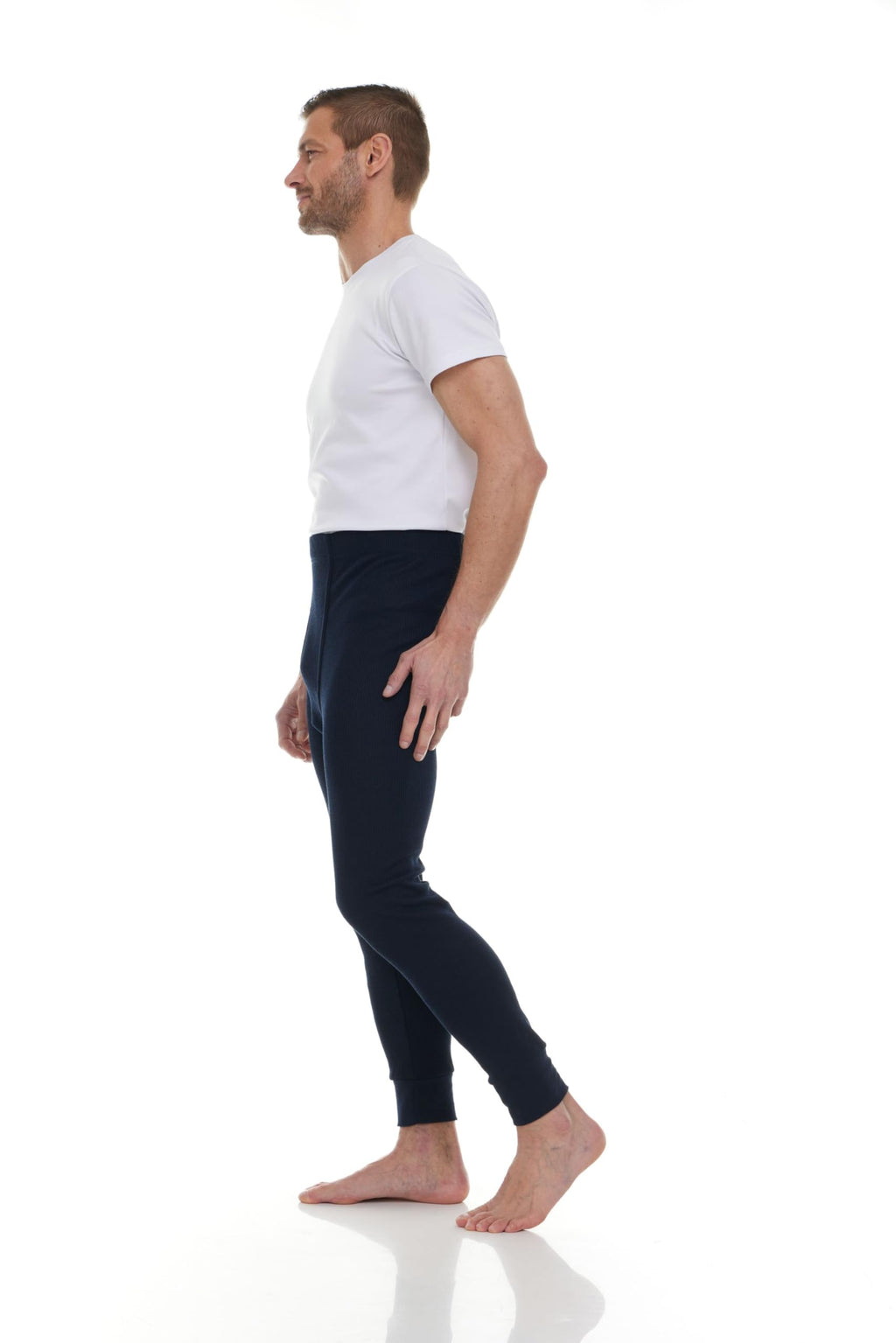 24 Pack Thermal Pants for Men, Long Johns Mens Underwear Bulk Wholesale, Cotton, Solid Colors, Shelter Donations (Navy Blue)