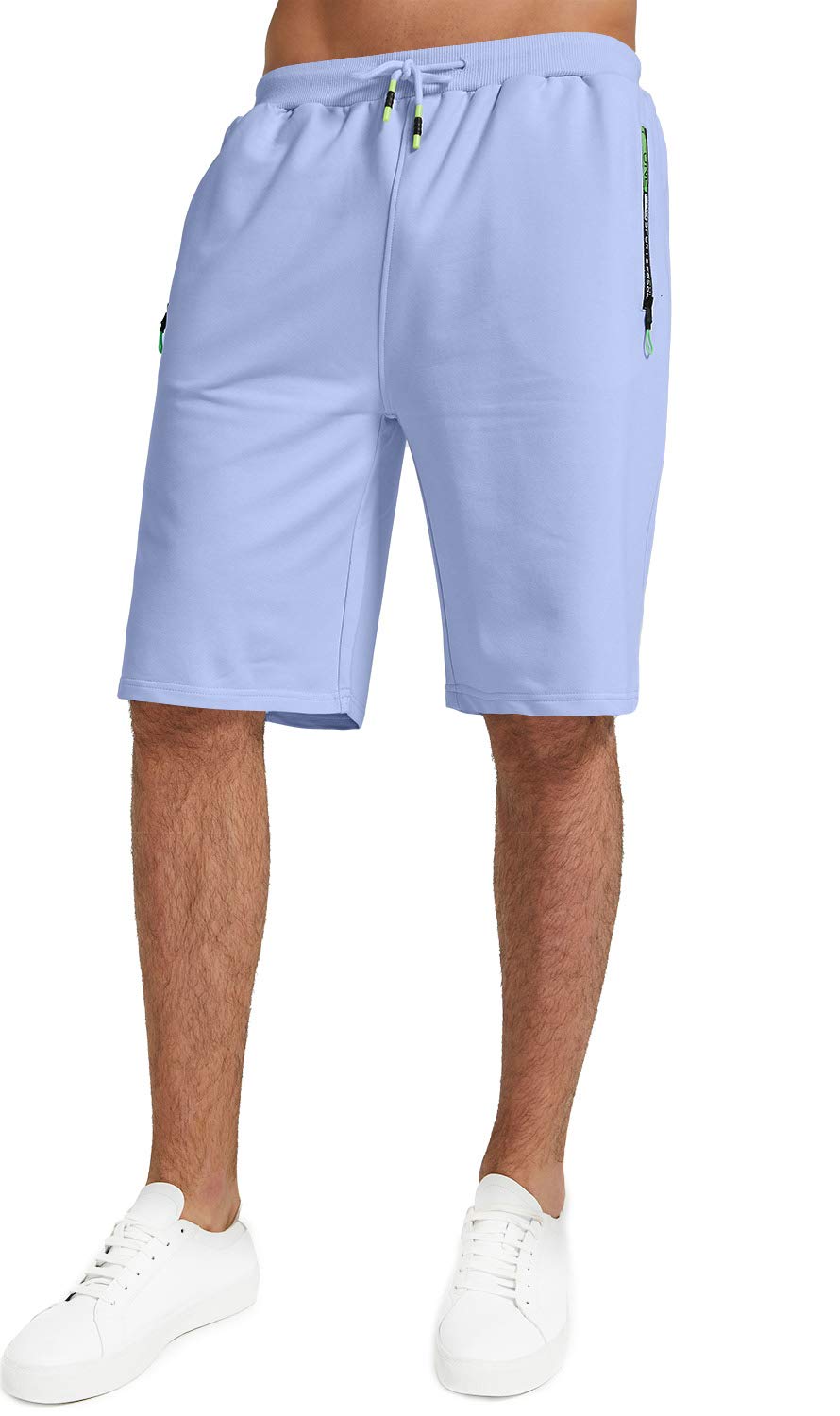 YTD Men's Shorts Casual Classic Fit Drawstring Summer Beach Shorts with Elastic Waist and Pockets L Blue