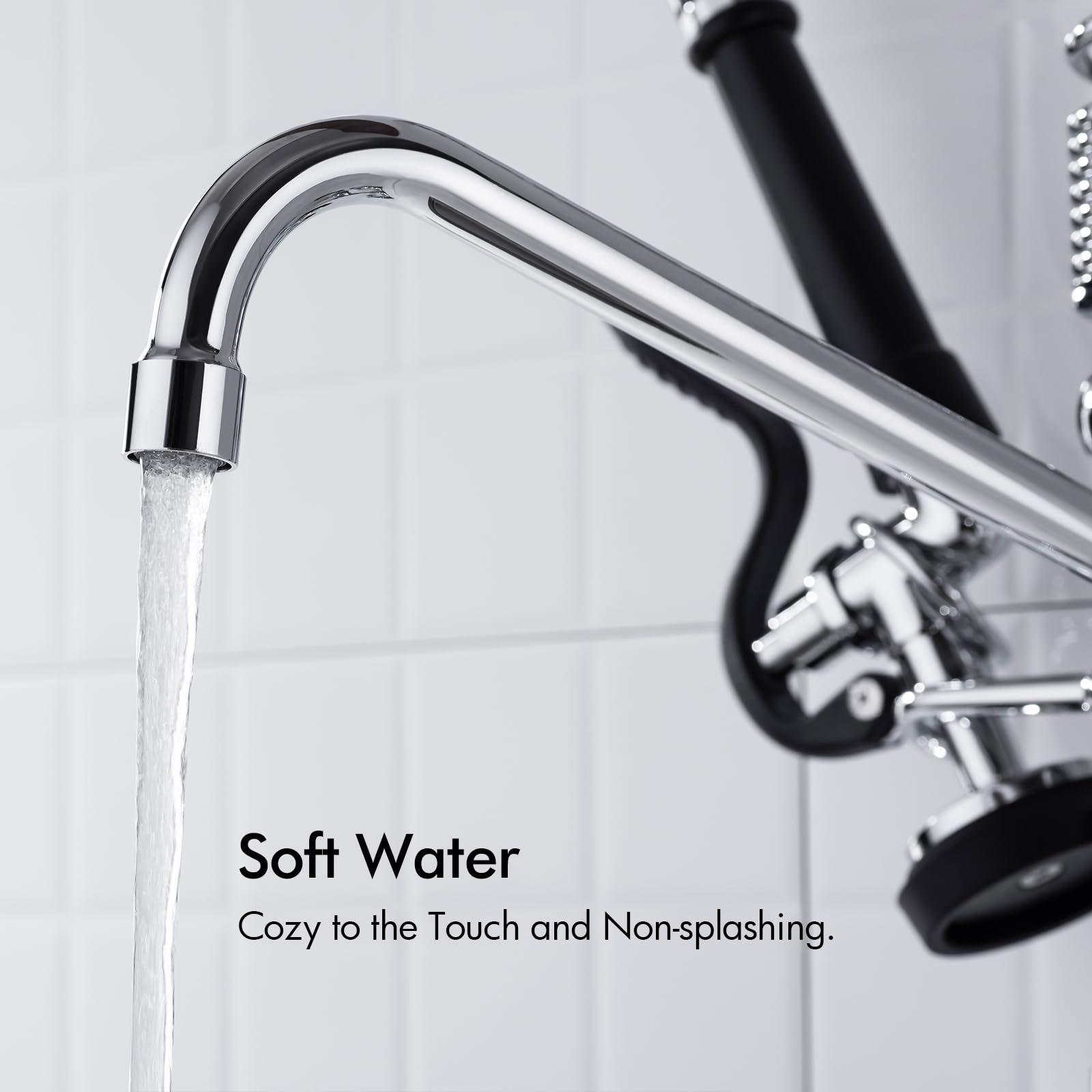 BAGNOLUX Commercial Sink Faucet, 8" Center Wall Mount Base with Pull Out Spray 9.6" Add-on Swing Spout 25" Height, Double Handle Pre Rinse Sprayer Commercial Rv Kitchen Faucet with Ceramic Valve