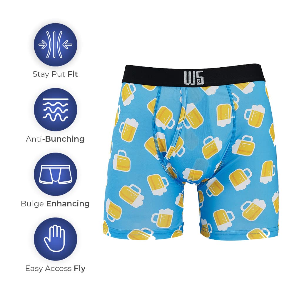 Warriors & Scholars Boxer Briefs For Men Pack Of 6, Ultra Soft, Breathable Quick Dry, Moisture-Wicking Mens Underwear, 428F L