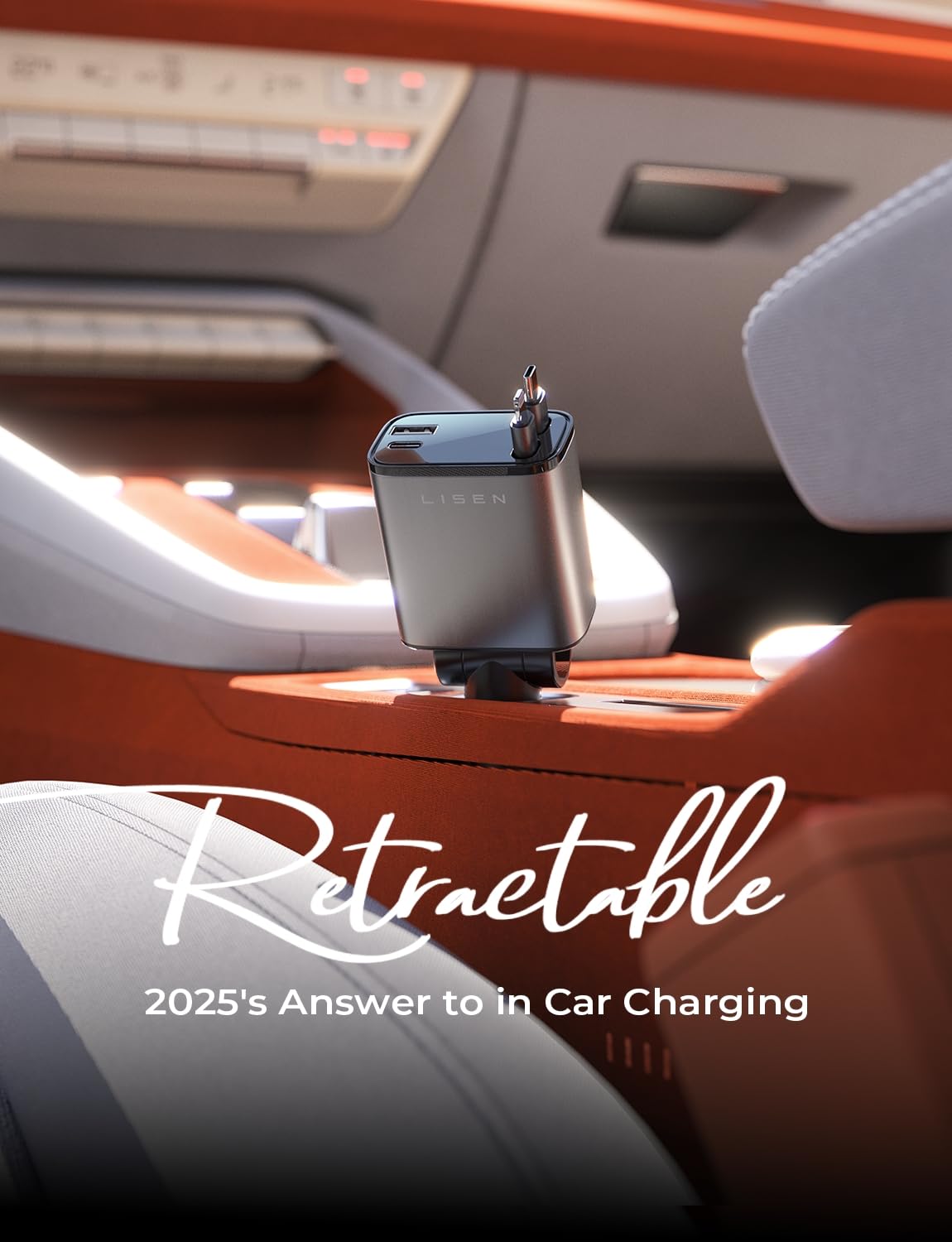 LISEN Retractable Car Charger, 69W USB C Car Accessories Adapter for iPhone 16 USB C Charger Fast Charging, Gifts for Women Men, Truck Accessories, Travel Essentials, for iPhone 16 15 14 13 12 Pro Max