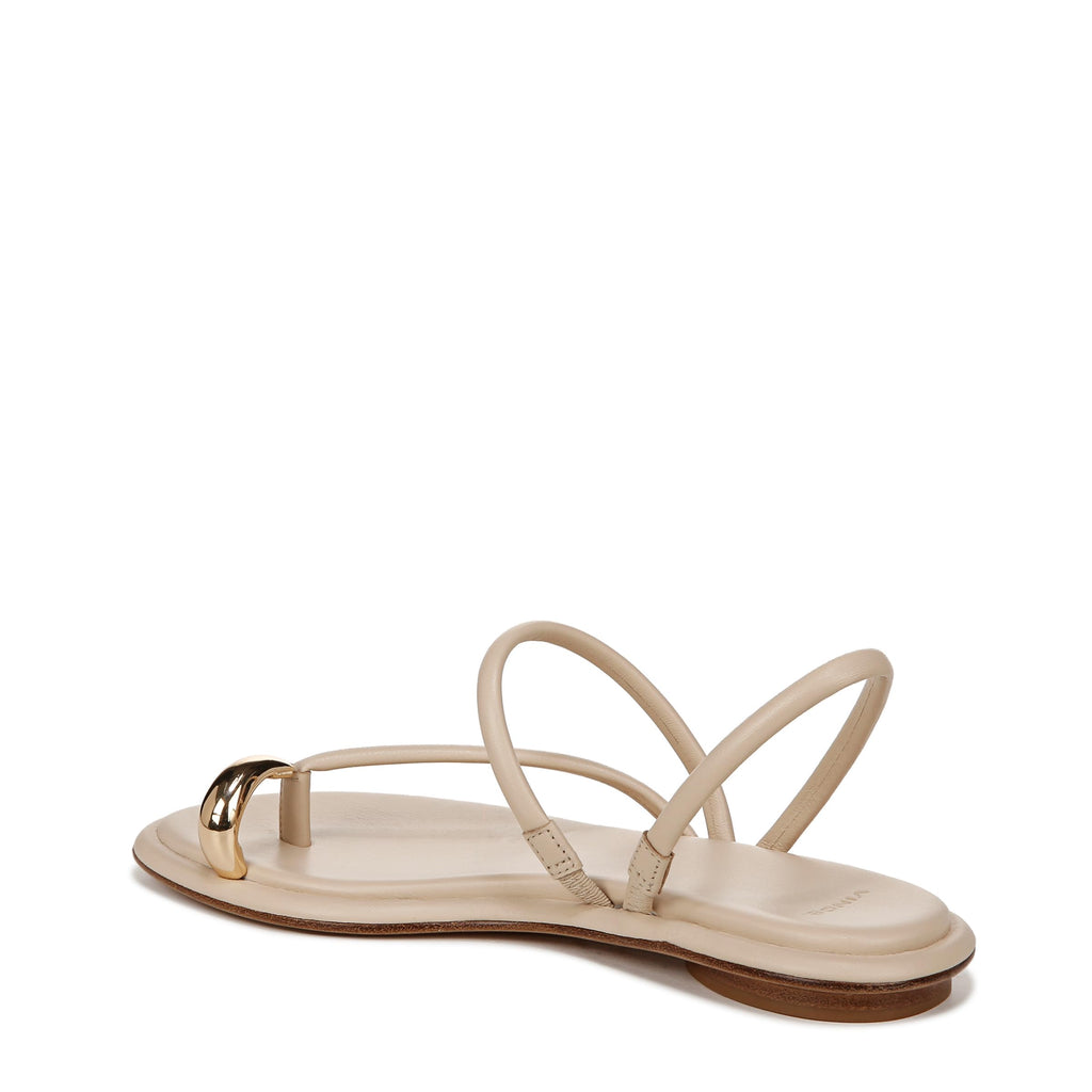 Vince Women's Lucila Flat Strappy Sandal Birch Sand Beige Leather 6.5 M