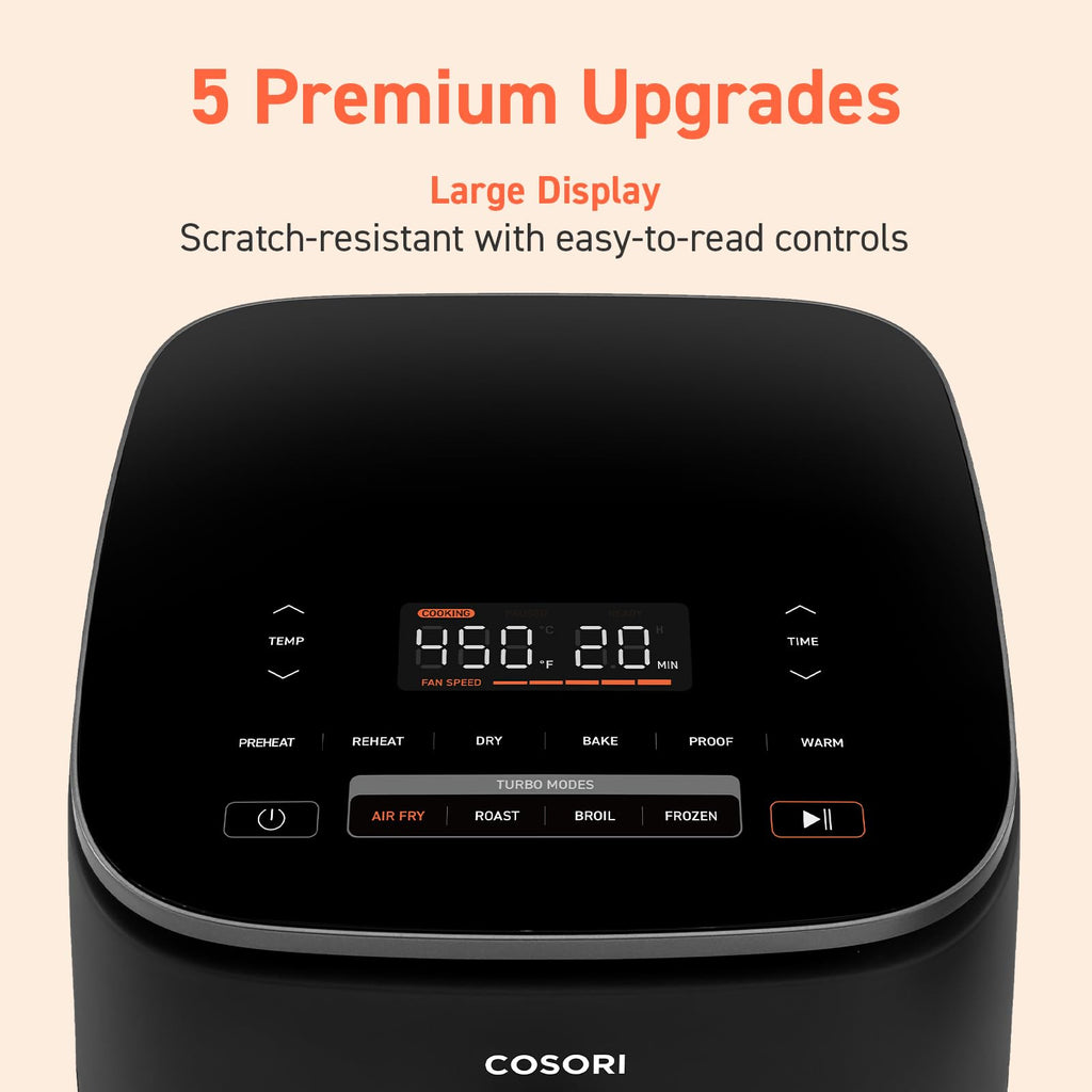 COSORI Air Fryer 9-in-1, Compact & Large 6-Qt, Premium Ceramic Coating, 90–450°F Precise Heat for Even Results, Up to 95% Less Oil*, Roast, Bake, Dry, Reheat, Frozen, Broil, Proof, 120V, TurboBlaze