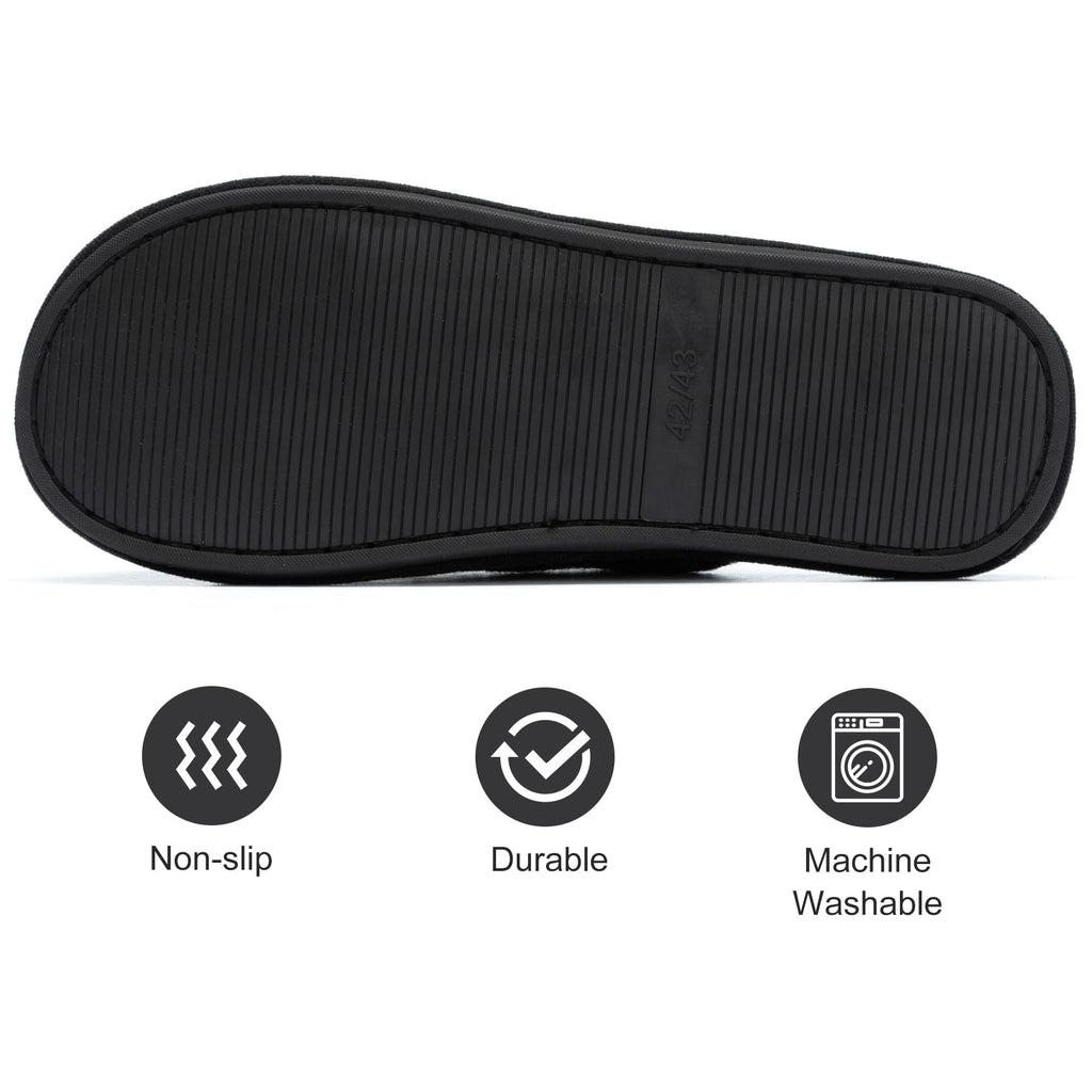 GOEWY Mens Two-Tone Scuff Slippers with Memory Foam Cozy Warm Slip On House Shoes for Indoor Outdoor Gifts for Men Him Dad