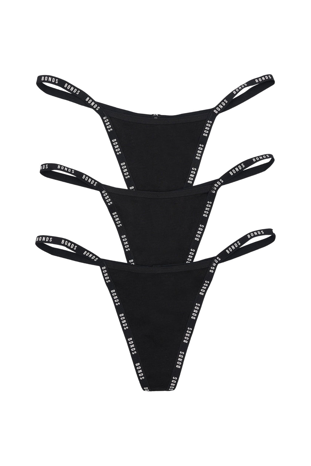 Bonds Women's G-String Icons String Thong Underwear in Cotton-rich Blend For Women, 3-Pack Black