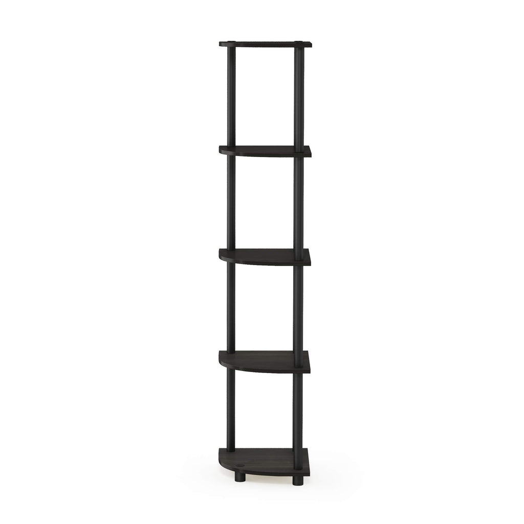 Furinno Turn-N-Tube 5 Tier Corner Display Rack Multipurpose Shelving Unit, 1-Pack, Espresso/Black