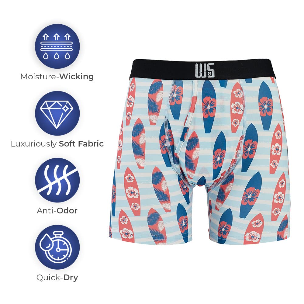 Warriors & Scholars Boxer Briefs For Men Pack Of 6, Ultra Soft, Breathable Quick Dry, Moisture-Wicking Mens Underwear, 428F L