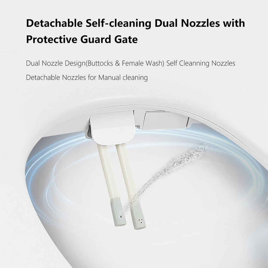 UYXMTPY Elongated Electronic Bidet Toilet Seat with Wireless Remote Control,Heated Toilet Seats Smart Bidet, Warm Air Dryer,Temperature Controlled Wash and Soft-close Functions (TE001-116)