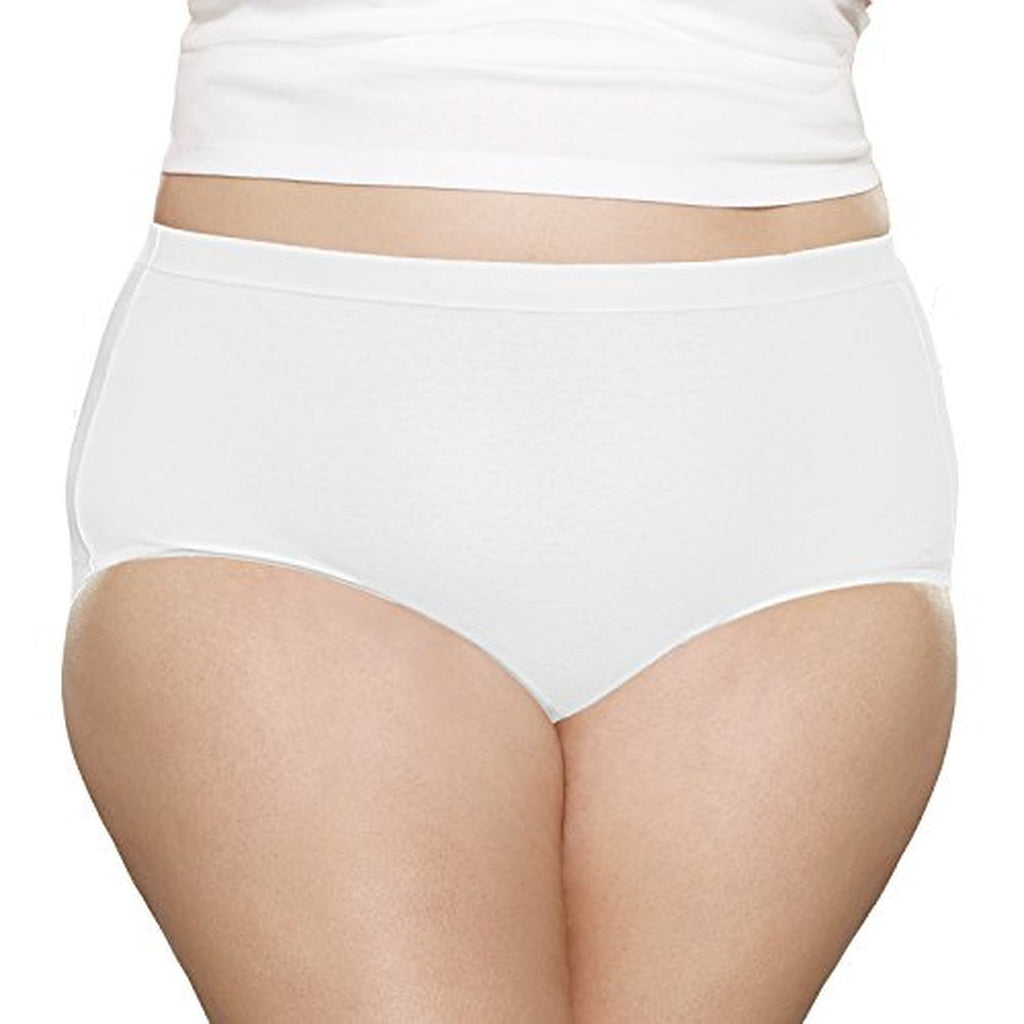 Fruit of the Loom Women_s Plus Size Fit For Me 5Pack Original Cotton Brief Panties White 12
