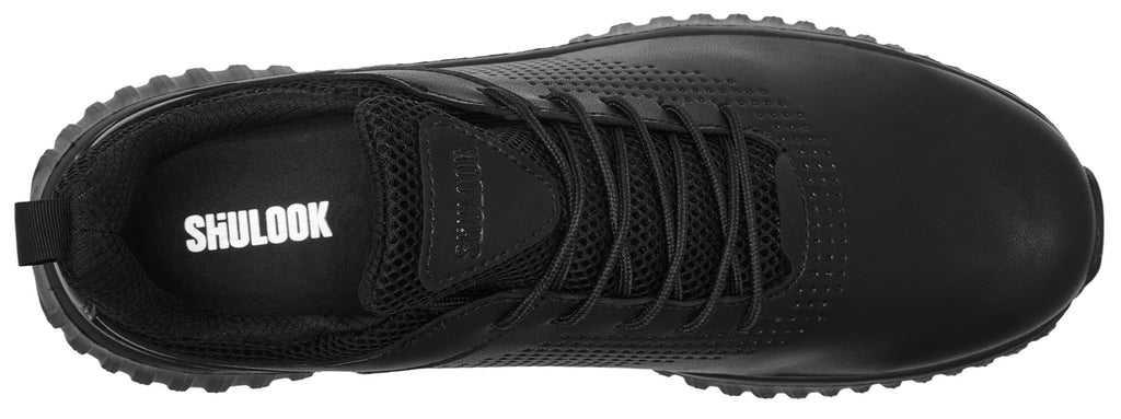 SHULOOK Men's Non Slip Work Shoes Slip On Sneakers Waterproof Food Service Kitchen Chef Restaurant Slip Resistant Walking Shoes Lightweight Comfortable Working Footwear Black Size 9.5