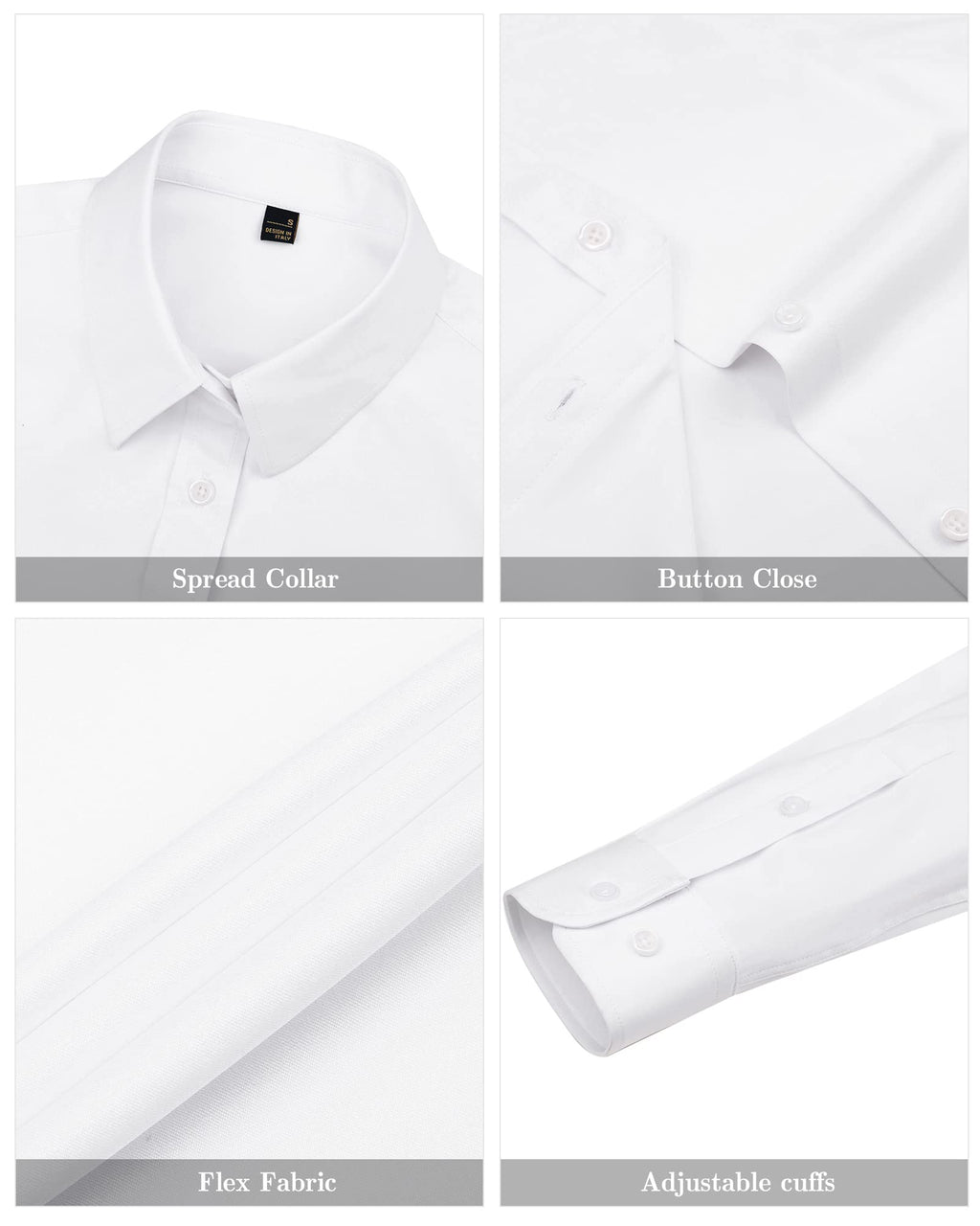 J.VER Womens Dress Shirts Long Sleeve Button Down Shirt Wrinkle-Free Business Casual Blouse Office Work Tops White XS