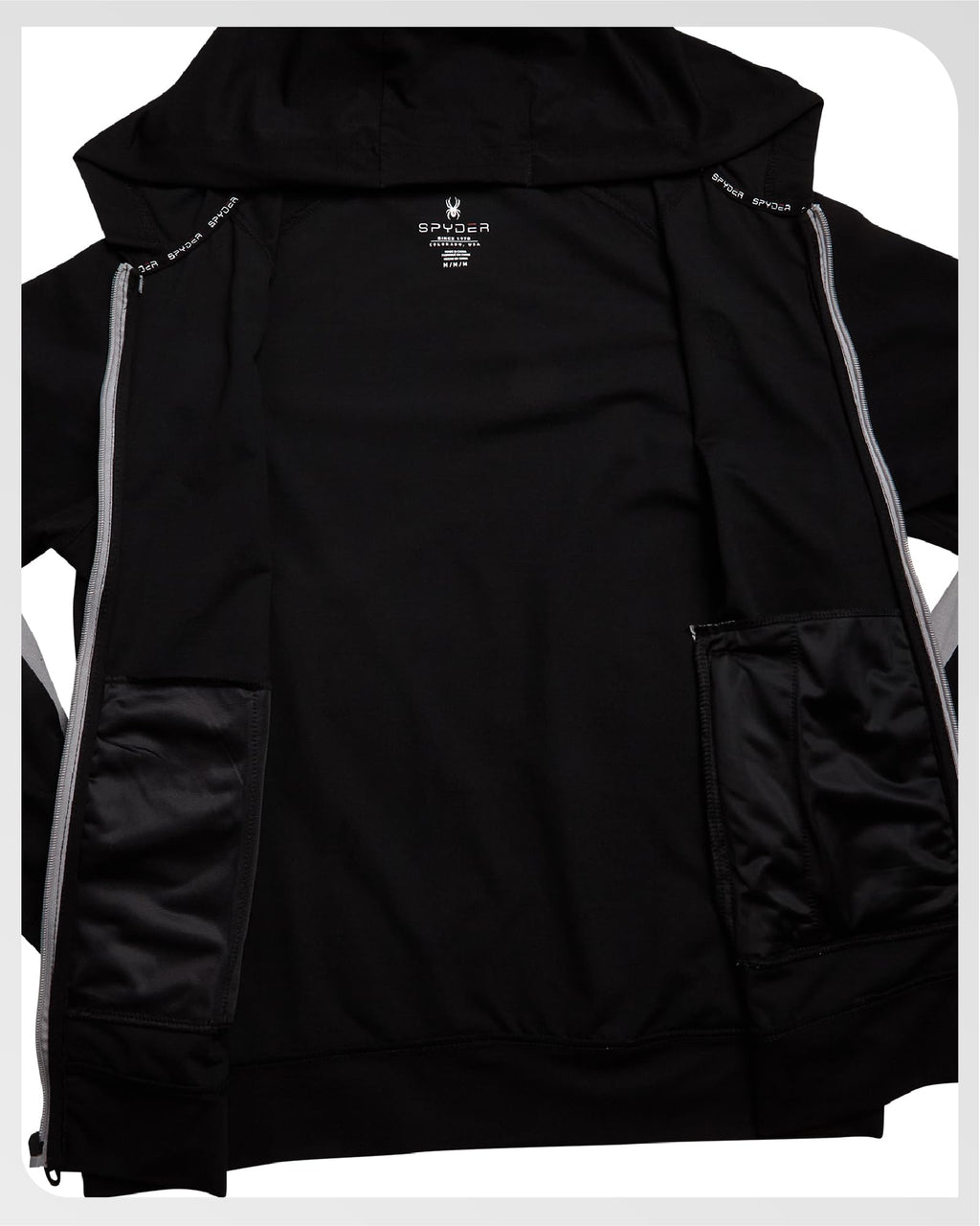 Spyder Active Mens Zip Up Hoodie - Athletic Tech Double Knit Full Zip Up Hoodies for Men Workout Gym with Side Pockets (S-XL), Size Large, Black